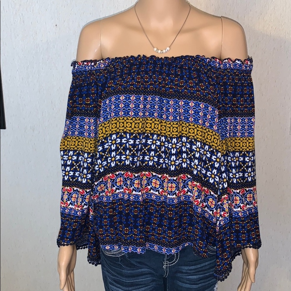 Off the shoulder bell sleeve top